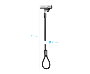 CABLE LOCK DE SEGURIDAD TIPO NANO CON LLAVE PARA PORTATILES 1.5M GRIS TOOQ